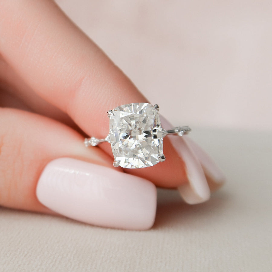 5.0CT Elongated Cushion Solitaire Moissanite Diamond Engagement Ring