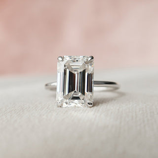 5.0CT Emerald Cut Hidden Halo Moissanite Diamond Engagement Ring