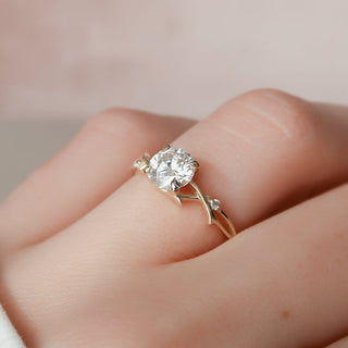 1.0CT Round Brilliant Twig Moissanite Diamond Engagement Ring