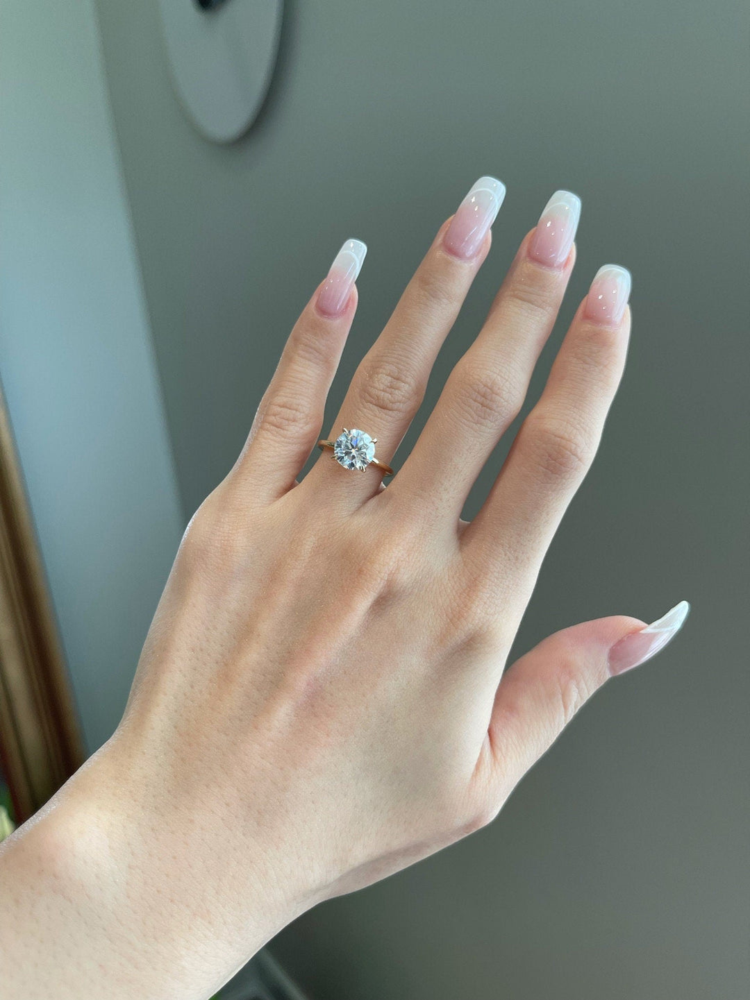2.0ct Round Cut Solitaire Moissanite Diamond Engagement Ring