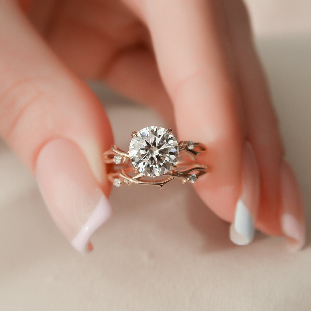 2.14tcw Round Cut Twig Nature Inspired Moissanite Engagement Ring