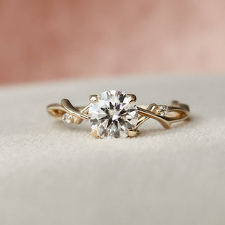 1.0CT Round Brilliant Twig Moissanite Diamond Engagement Ring