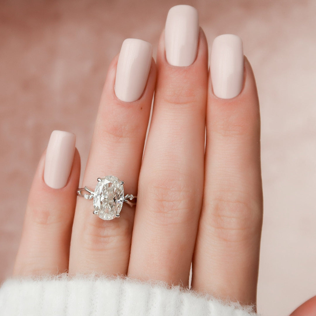 3.50CT Oval Twig Moissanite Diamond Engagement Ring