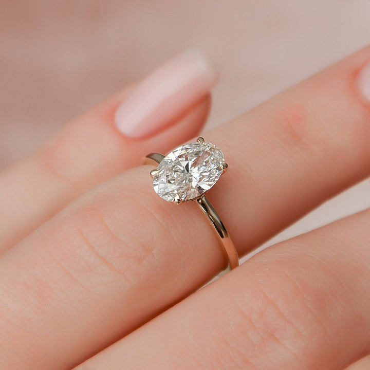 1.50CT Oval Moissanite Hidden Halo Diamond Engagement Ring