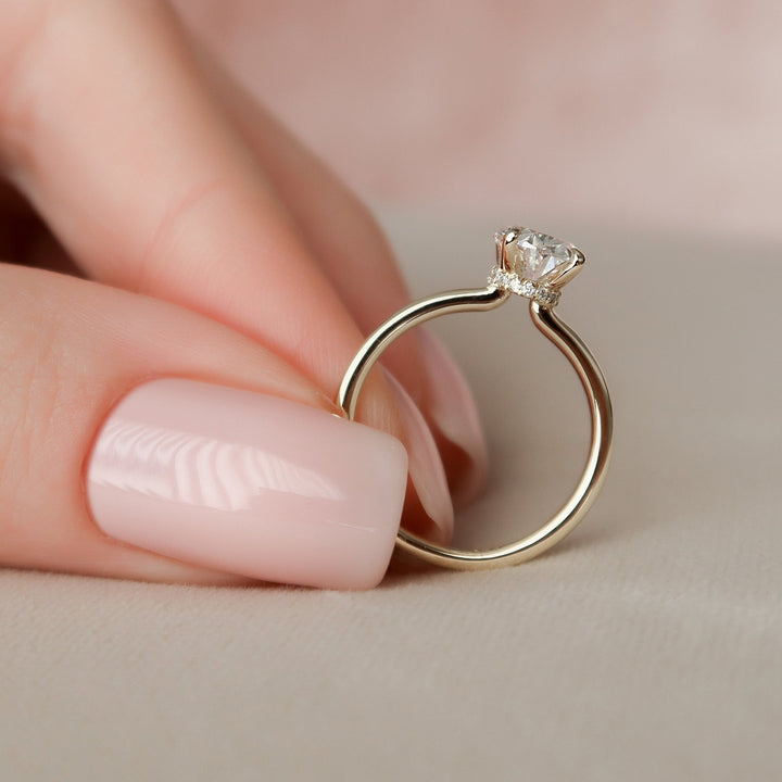 1.50CT Oval Moissanite Hidden Halo Diamond Engagement Ring