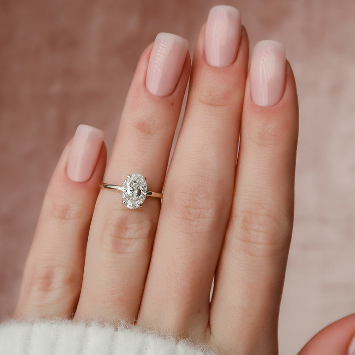 1.50CT Oval Moissanite Hidden Halo Diamond Engagement Ring