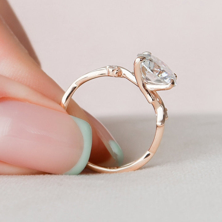 2.50ct Round Brilliant Moissanite Twig Diamond Engagement Ring
