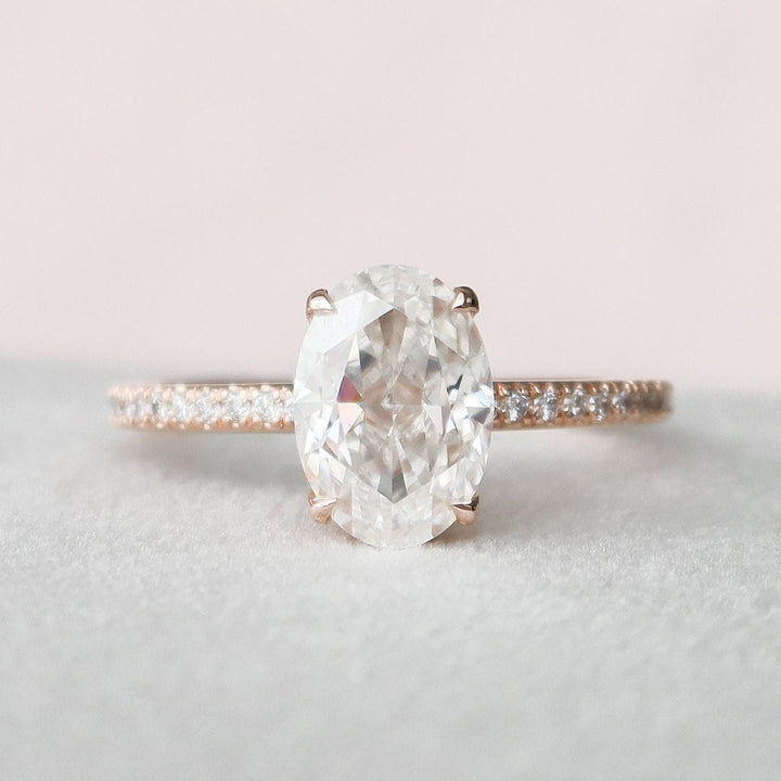 2.50CT Oval Hidden Halo Moissanite Diamond Engagement Ring