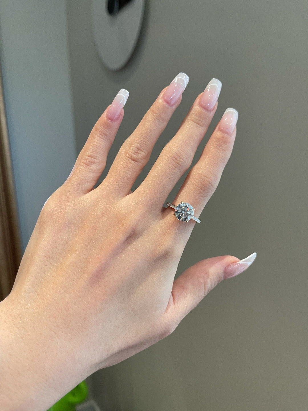 3.0ct Round Cut Hidden Halo Moissanite Diamond Engagement Ring