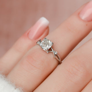 1.0CT Cushion Cut Twig Branch Nature Inspired Moissanite Engagement Ring