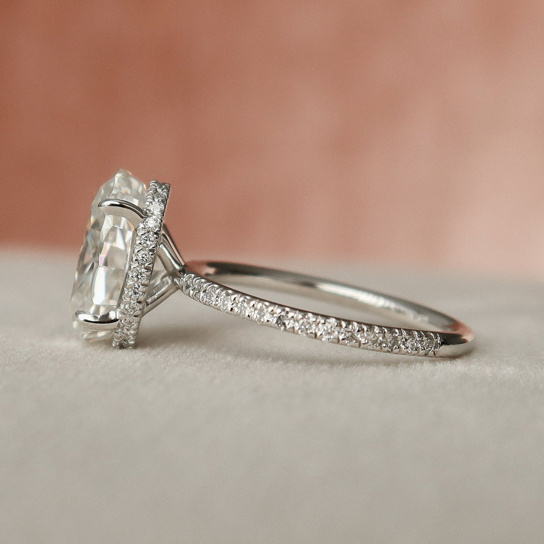 3.0CT Oval Hidden Halo Moissanite Diamond Engagement Ring