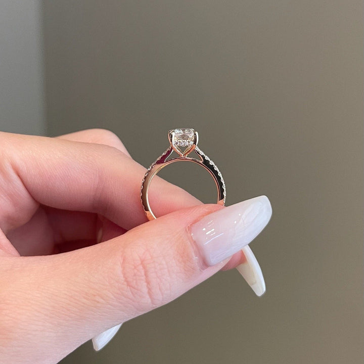 2.0ct Radiant Cut Hidden Halo Pave Moissanite Diamond Engagement Ring