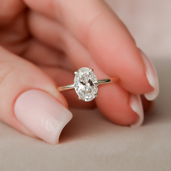 1.50CT Oval Moissanite Hidden Halo Diamond Engagement Ring