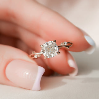 1.50CT Cushion Branch Nature Inspired Moissanite Diamond Engagement Ring