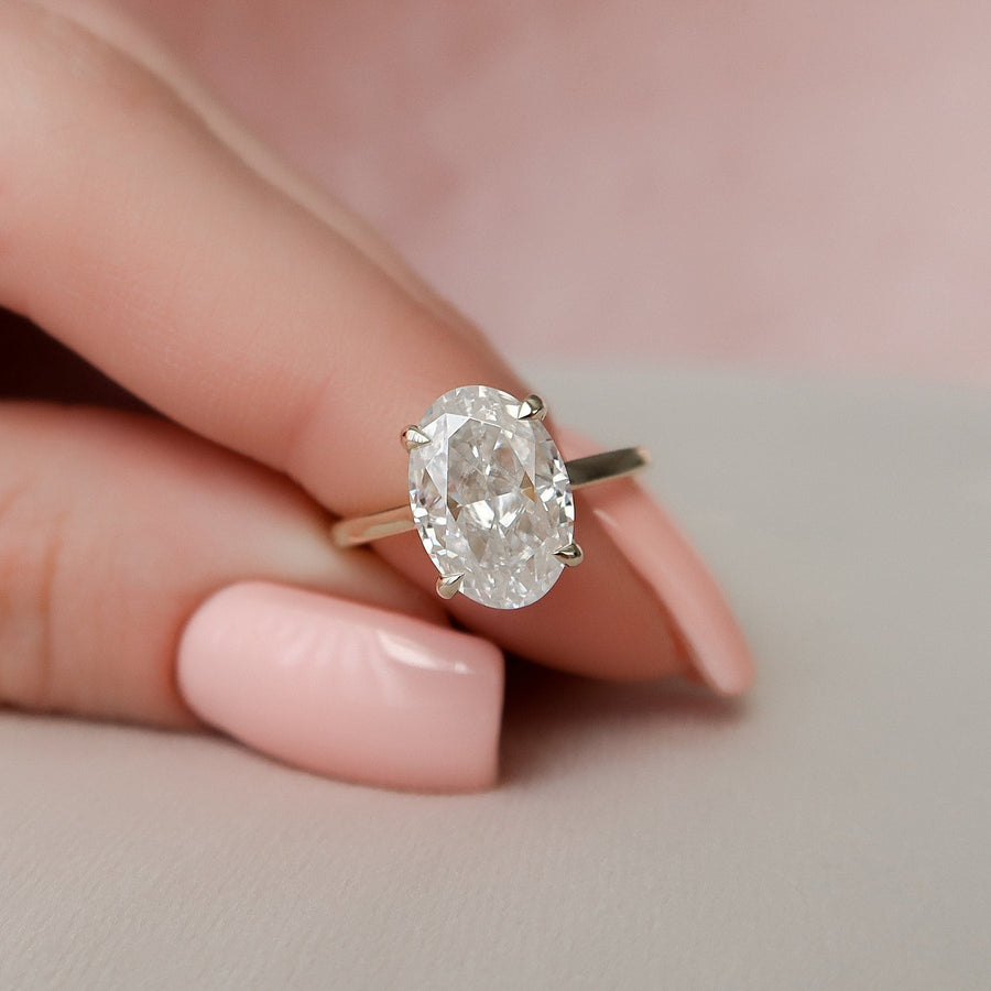 3.0CT Oval Hidden Halo Moissanite Diamond Engagement Ring