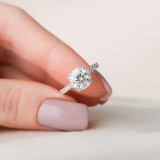 2.0CT Round Hidden Halo Moissanite Diamond Engagement Ring