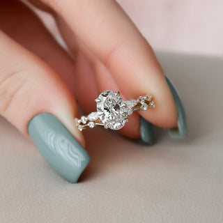 3.0tcw Oval Cut Moissanite Hidden Halo Eternity Bridal Engagement Ring Set