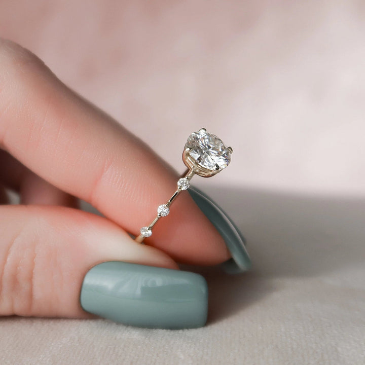 2.0tcw Round Brilliant Cut Moissanite Halo Bridal Engagement Ring Set