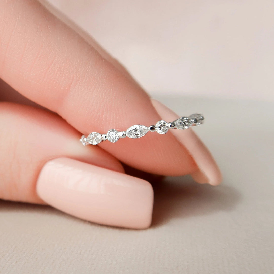 1.50tcw Radiant Cut Moissanite Hidden Halo Bridal Engagement Ring Set