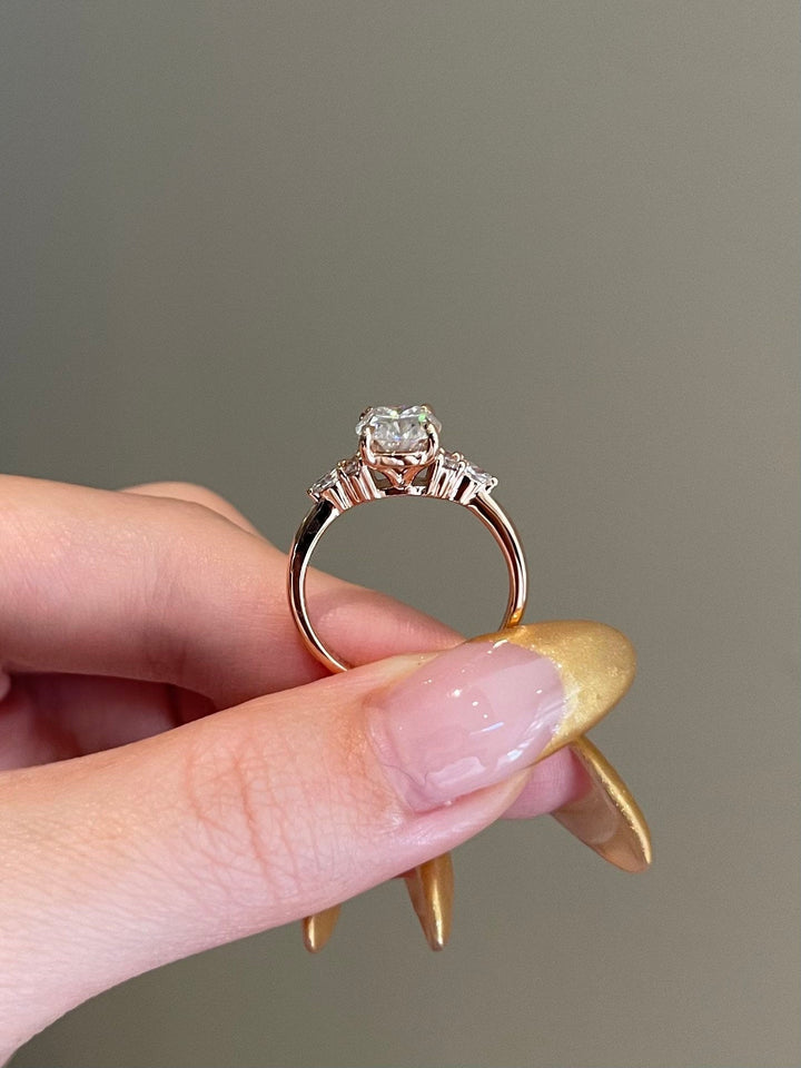 3.0ct Elongated Cushion Cluster Moissanite Diamond Engagement Ring
