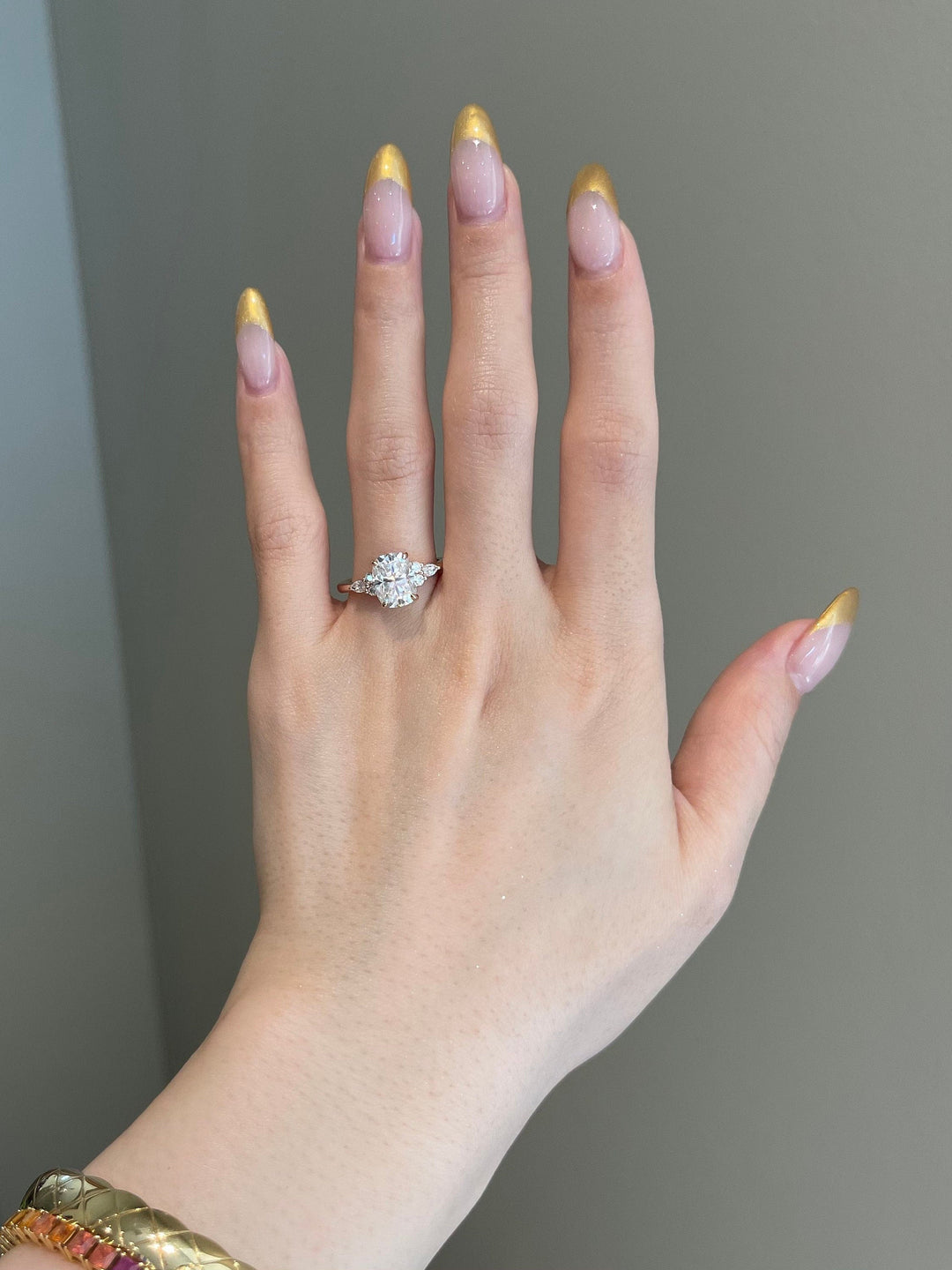 3.0ct Elongated Cushion Cluster Moissanite Diamond Engagement Ring