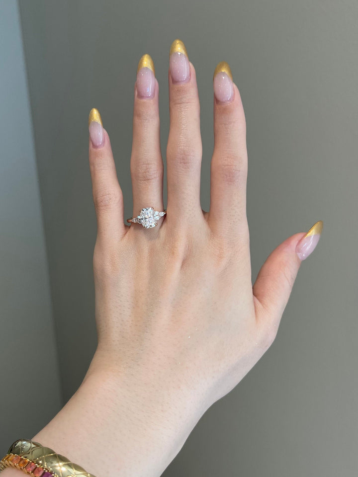 3.0ct Elongated Cushion Cluster Moissanite Diamond Engagement Ring