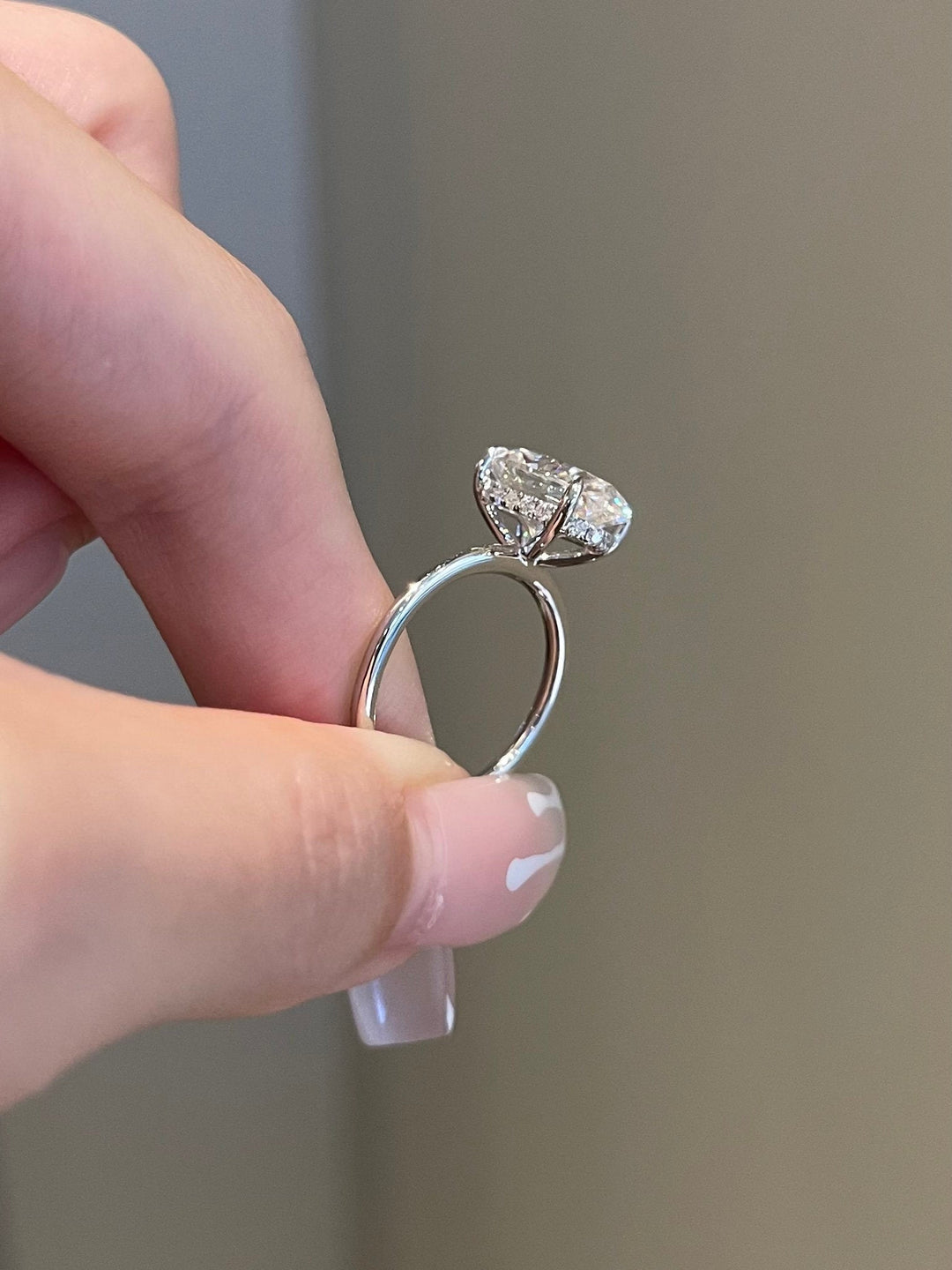4.0ct Oval Cut Hidden Halo Solitaire Moissanite Diamond Engagement Ring