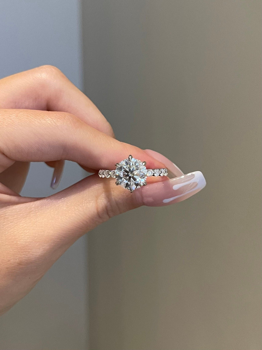 3.50ct Round Cut Pave Moissanite Diamond Engagement Ring