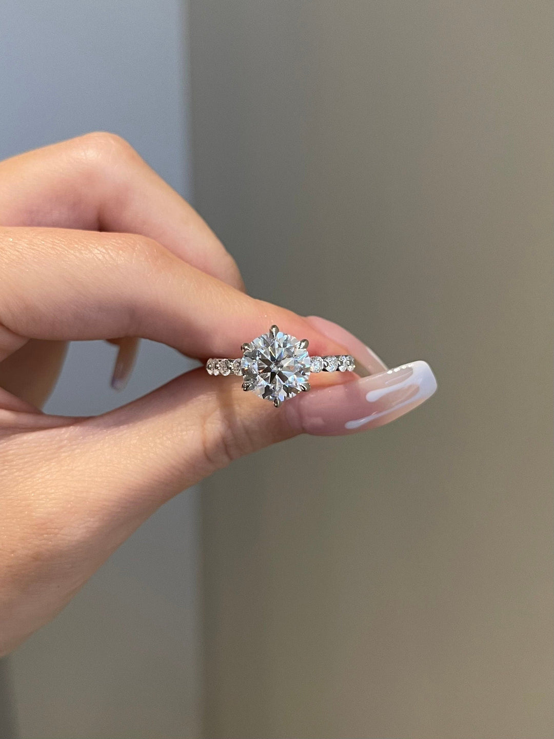 3.50ct Round Cut Pave Moissanite Diamond Engagement Ring