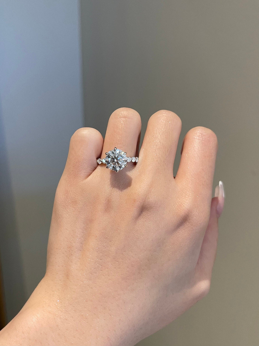 3.50ct Round Cut Pave Moissanite Diamond Engagement Ring
