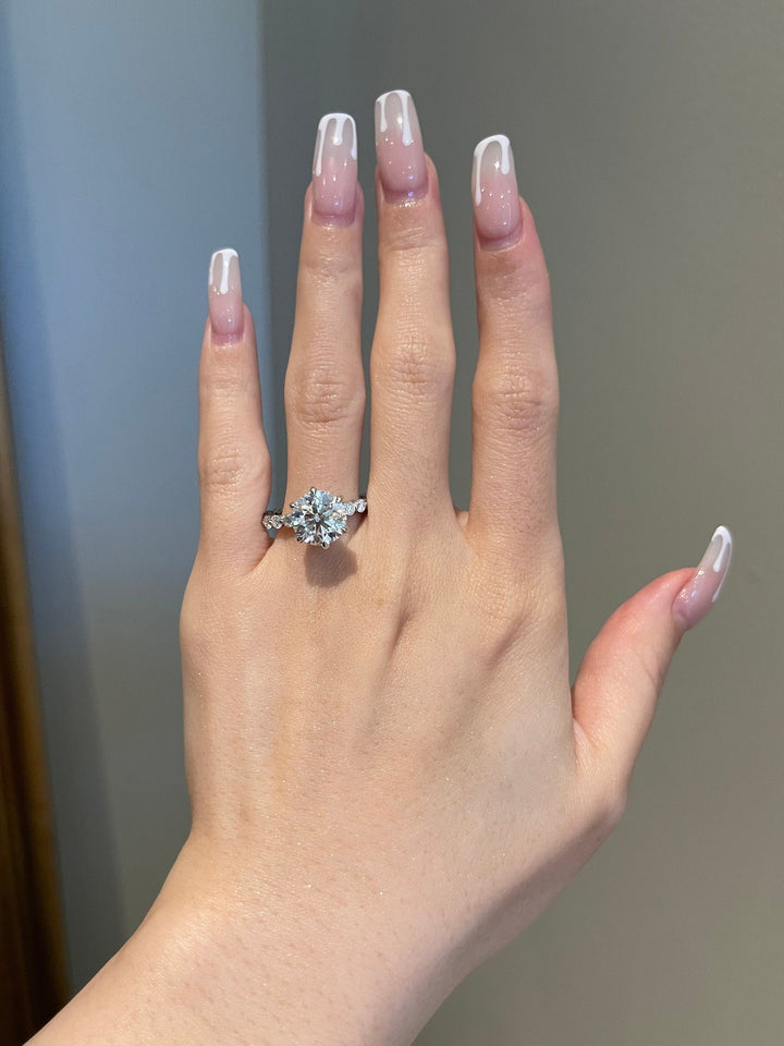 3.50ct Round Cut Pave Moissanite Diamond Engagement Ring