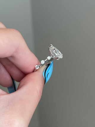2.50ct Pear Cut Hidden Halo Moissanite Diamond Engagement Ring