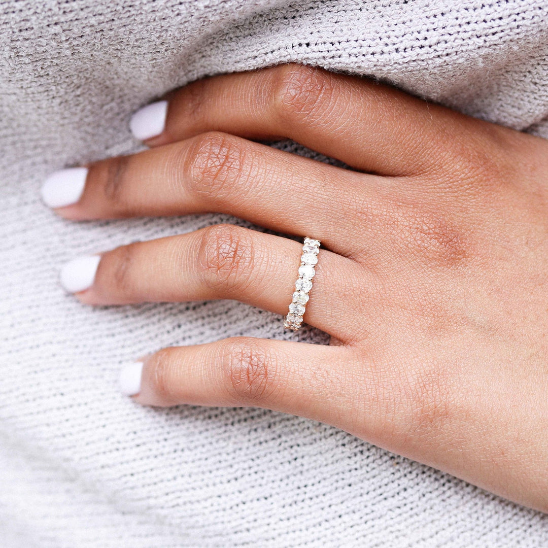 4.0mm Oval Cut Moissanite Full Eternity Wedding Band