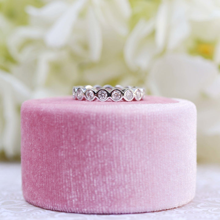 2.5mm Round Brilliant Cut Bezel Set Full Eternity Wedding Band