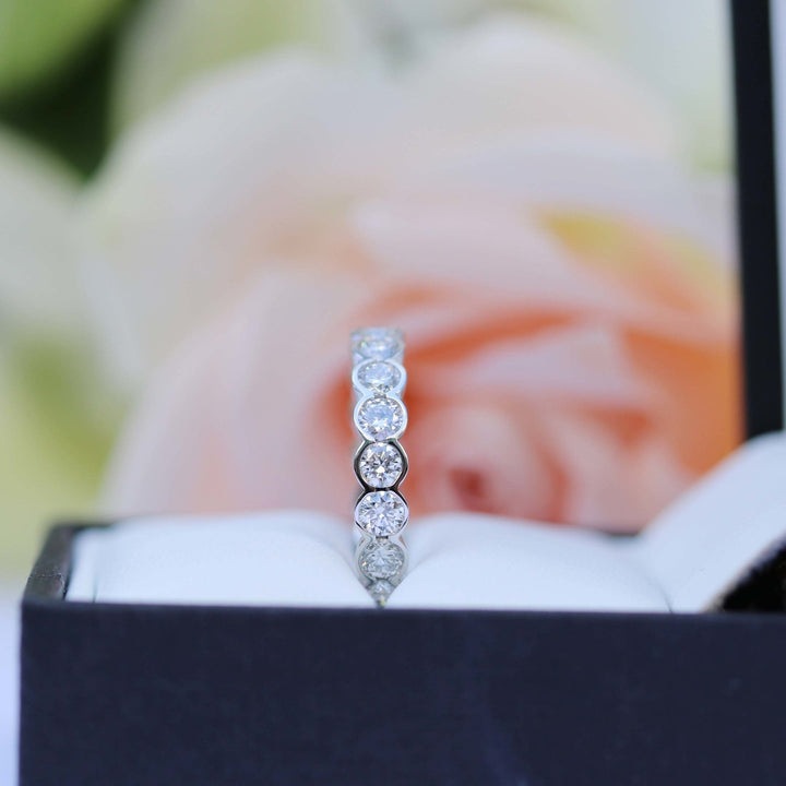 2.5mm Round Brilliant Cut Bezel Set Full Eternity Wedding Band