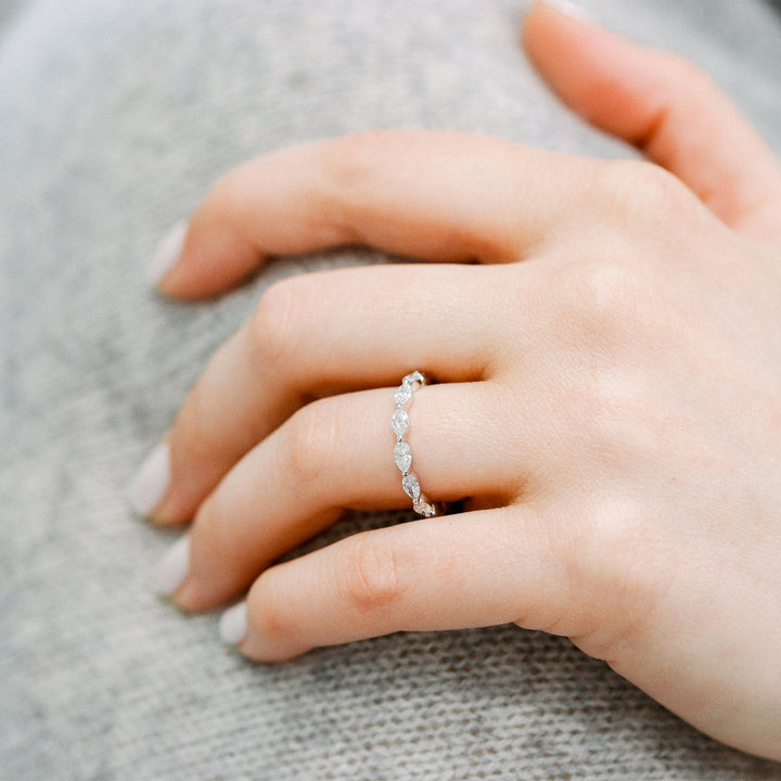 2.0mm Marquis Cut Moissanite Full Eternity Wedding Band