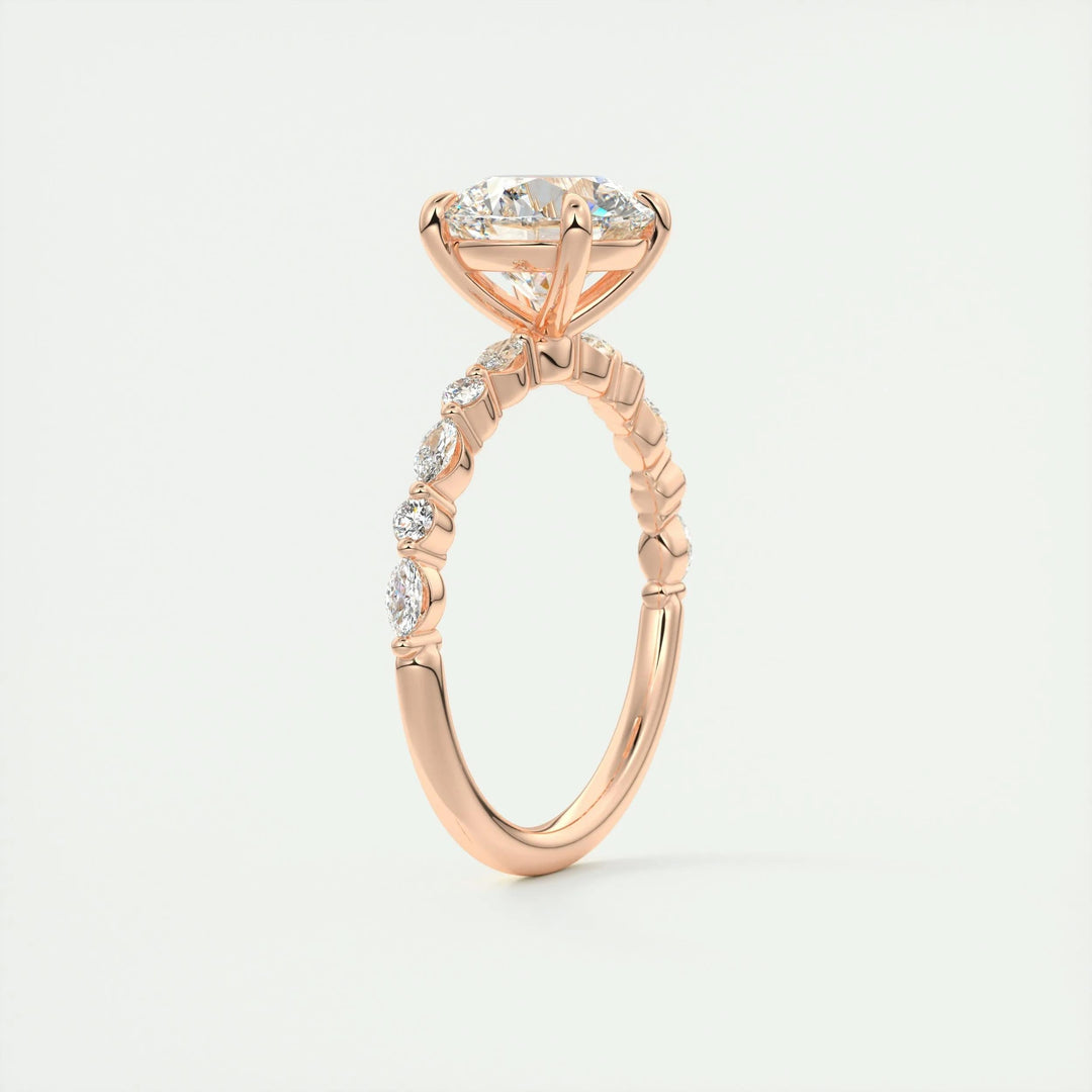 2ct Round F - VS1 Lab Grown Diamond Pave Engagement Ring - Doozy Diamonds