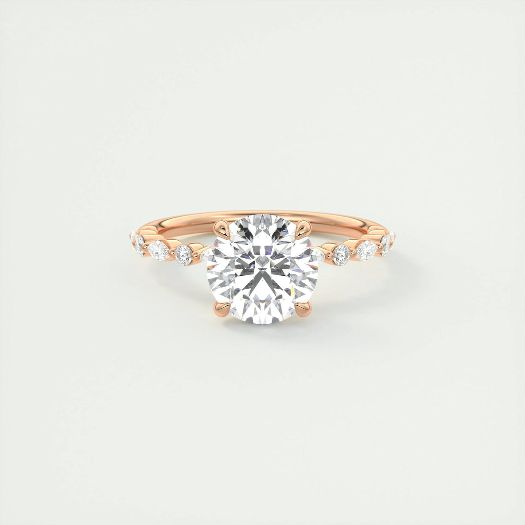 2ct Round F - VS1 Lab Grown Diamond Pave Engagement Ring - Doozy Diamonds