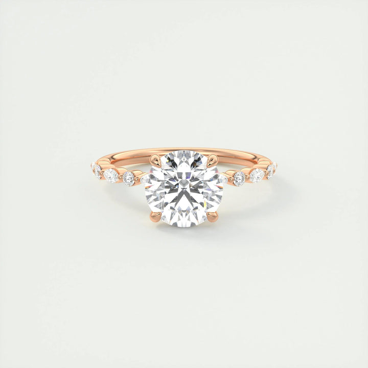 2ct Round F - VS1 Lab Grown Diamond Pave Engagement Ring - Doozy Diamonds