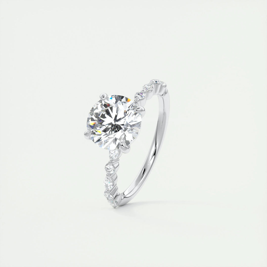2ct Round F - VS1 Lab Grown Diamond Pave Engagement Ring - Doozy Diamonds