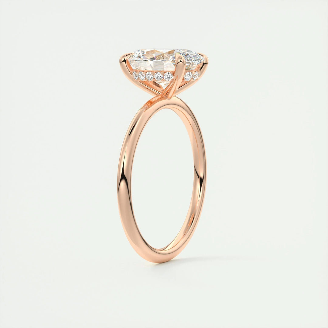 2ct Oval F - VS1 Lab Grown Diamond Hidden Halo Engagement Ring - Doozy Diamonds