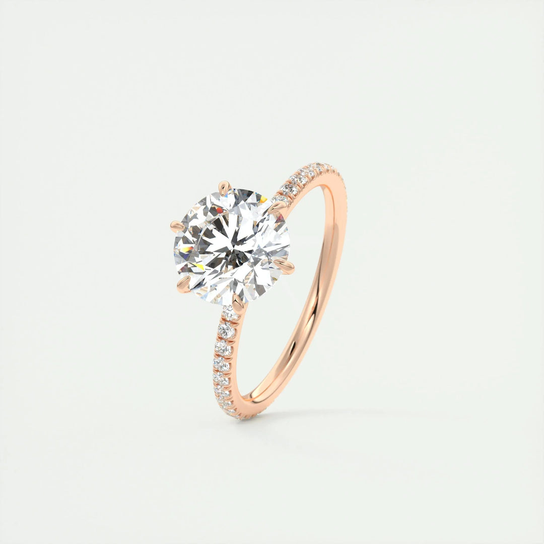 2ct Round F - VS1 Diamond Pave Lag Grown Engagement Ring - Doozy Diamonds