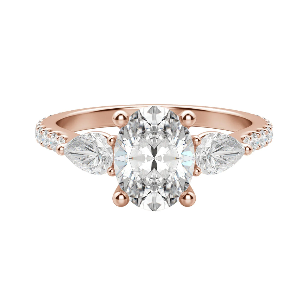 2.10CT Oval Diamond 3 Stone Moissanite Engagement Ring