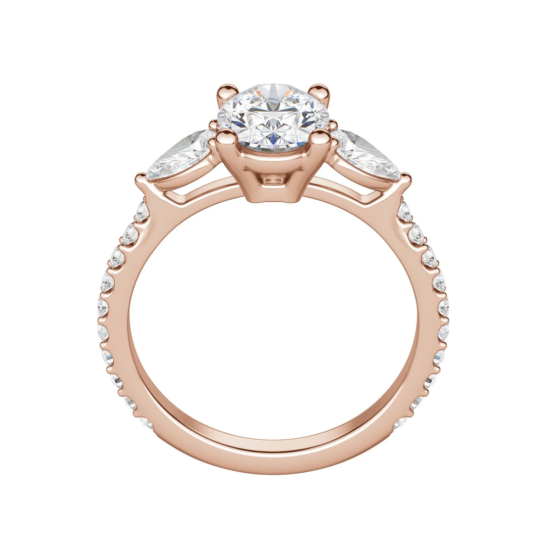 2.10CT Oval Diamond 3 Stone Moissanite Engagement Ring