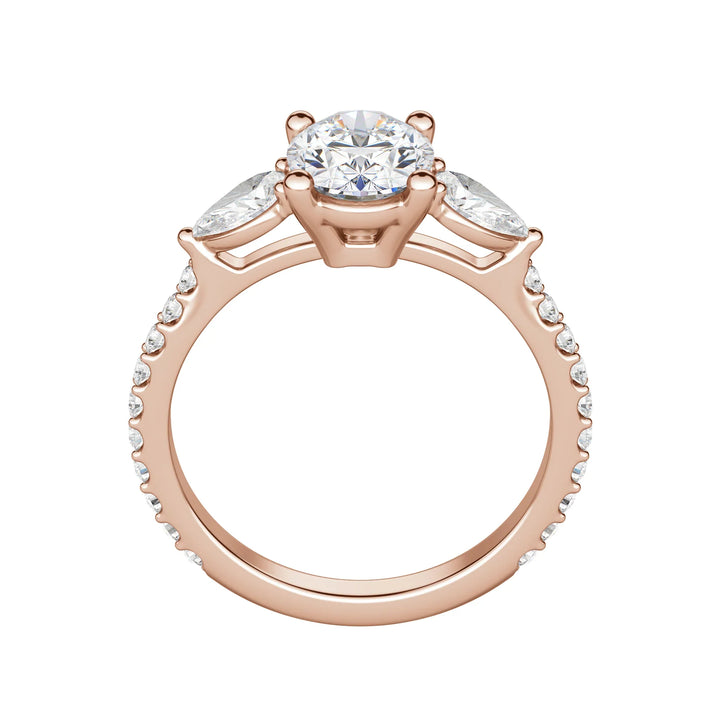 2.10CT Oval Diamond 3 Stone Moissanite Engagement Ring