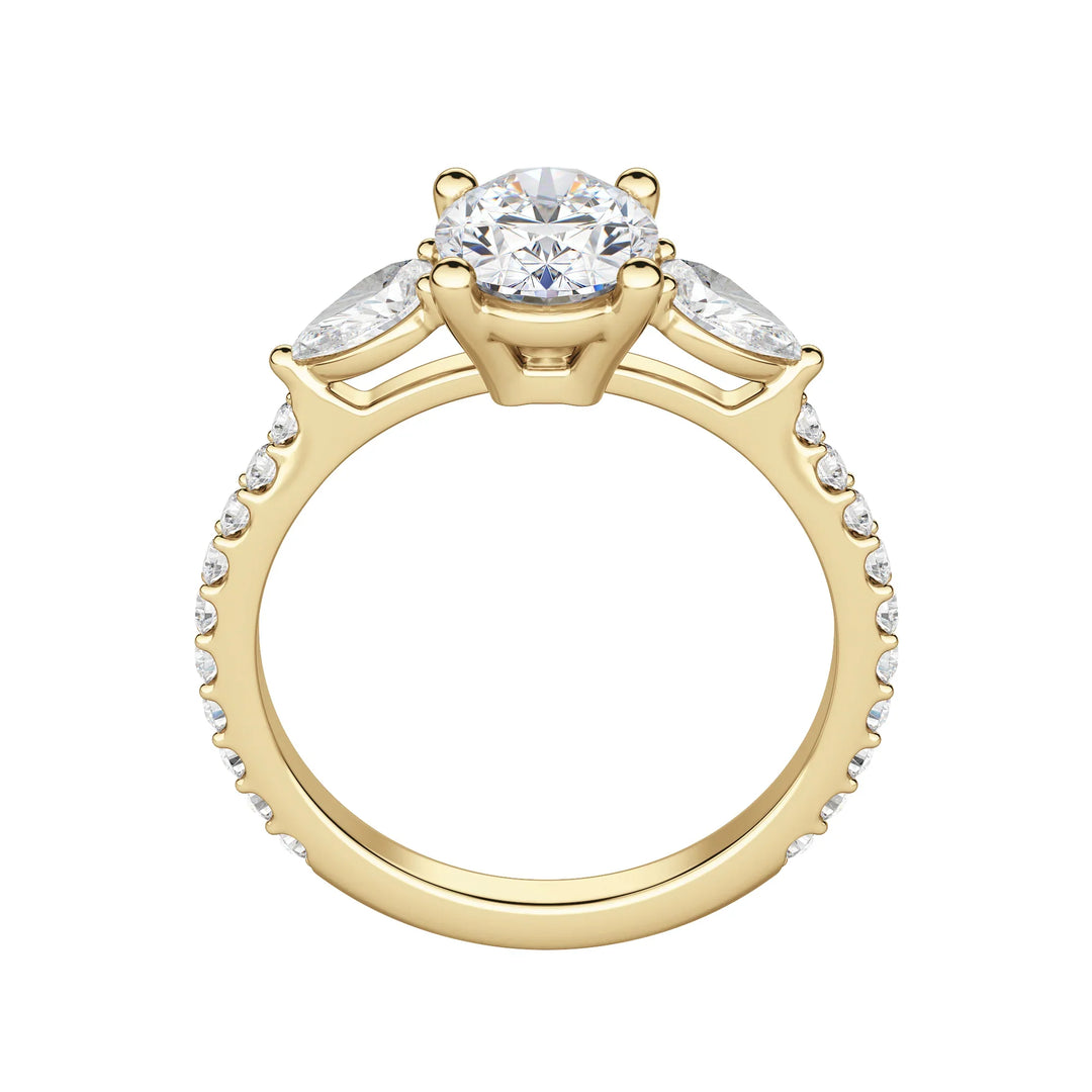 2.10CT Oval Diamond 3 Stone Moissanite Engagement Ring