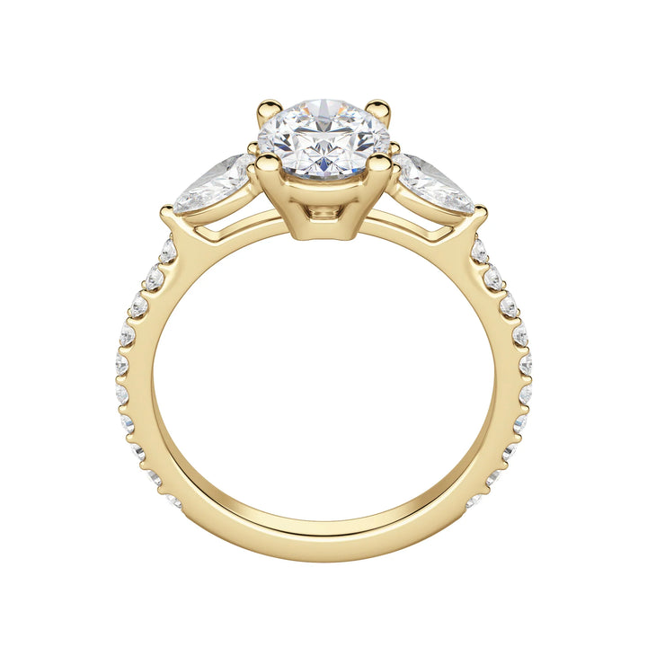 2.10CT Oval Diamond 3 Stone Moissanite Engagement Ring