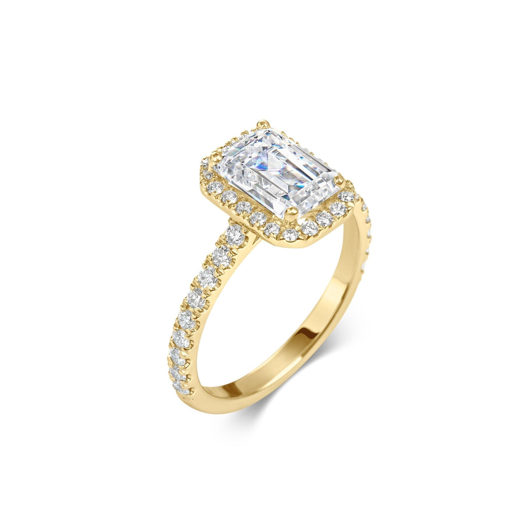 elegant emerald halo ring for bride