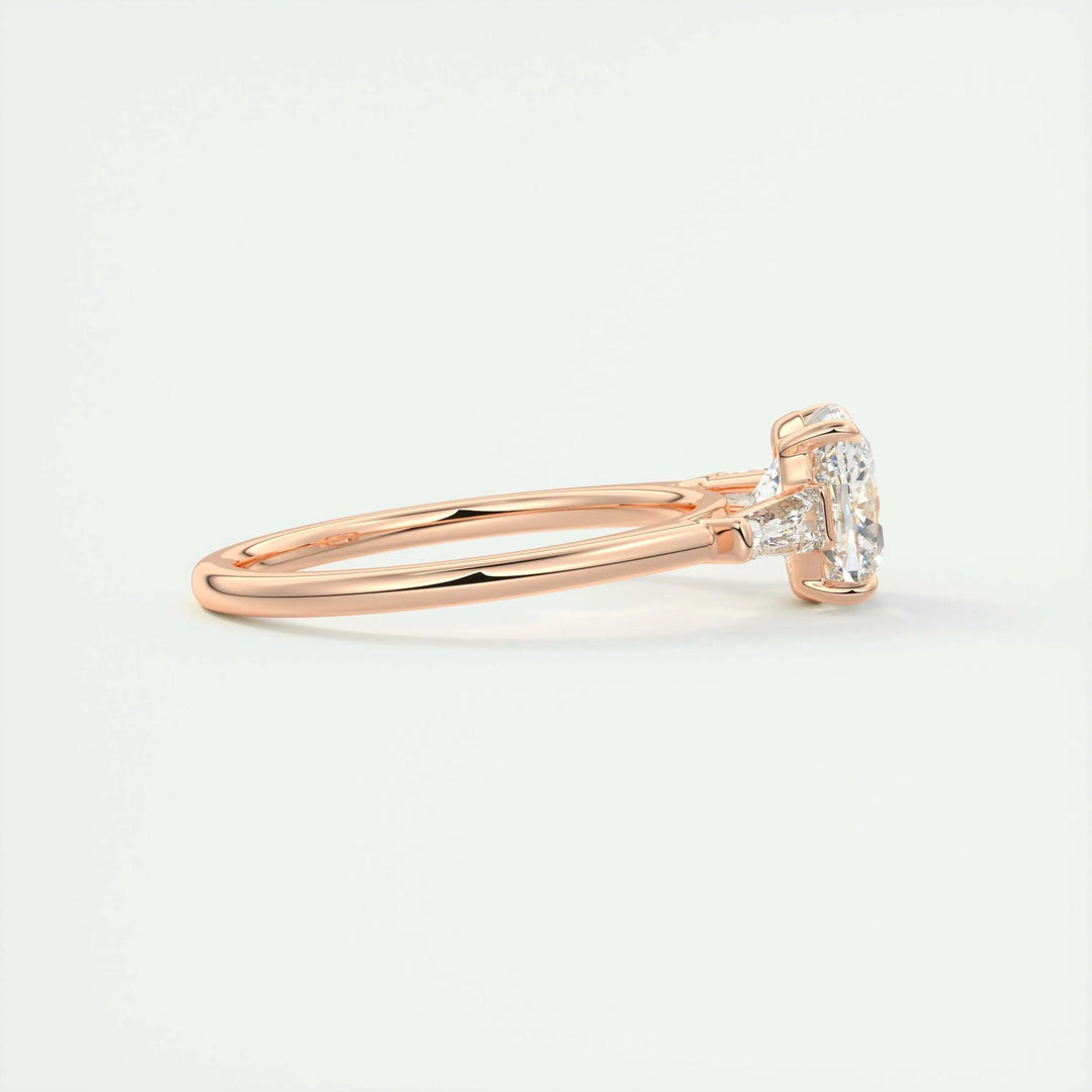 2ct Cushion F- VS1 Lab Grown Diamond Three Stones Engagement Ring