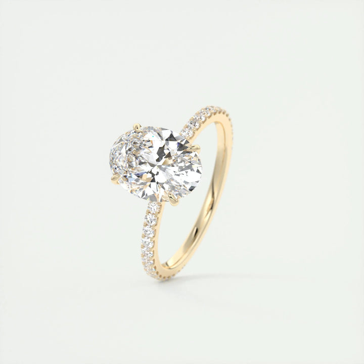 2ct Oval F - VS1 Lab Grown Diamond Pave Engagement Ring - Doozy Diamonds